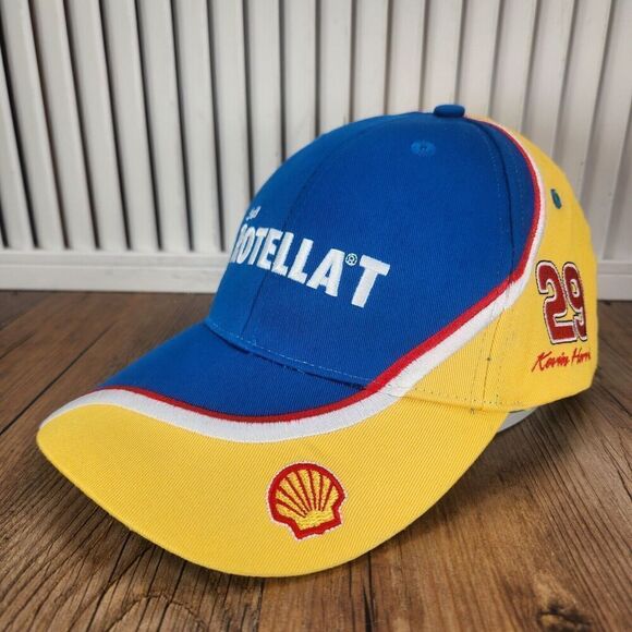 Shell Rotella T Kevin Harvick 29 Strapback Hat Cap Blue Yellow NASCAR Racing Car - Picture 1 of 10